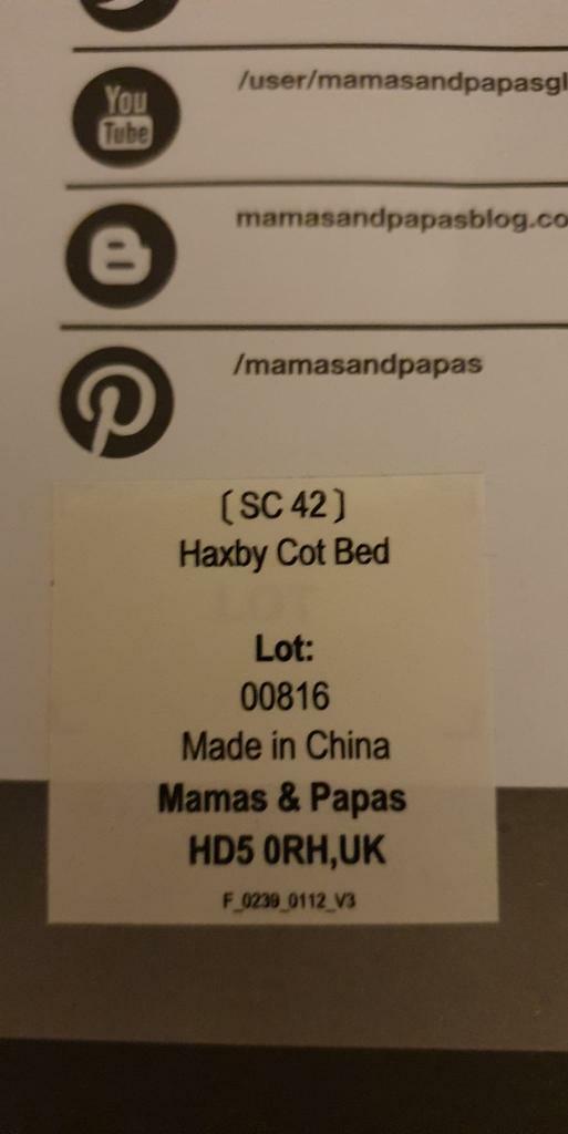 haxby cot bed